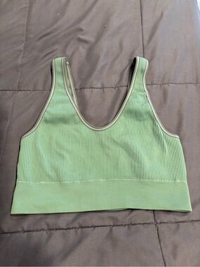 Aerie Sage Green Ribbed Seamless Bralette